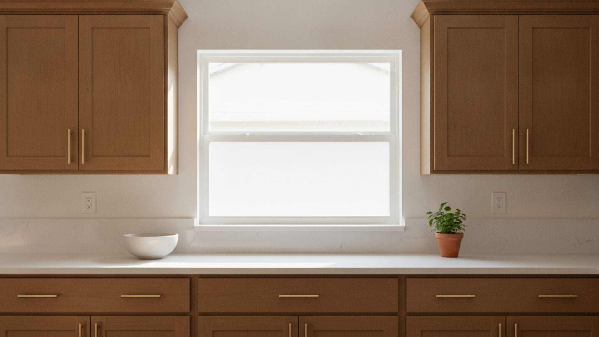 Newly refaced kitchen cabinets with warm oak finish in a Tampa Bay home
